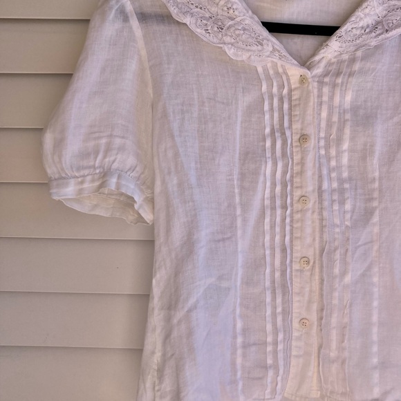 Laura Ashley vintage white cotton and lace short blouse UK10 - Picture 5 of 16